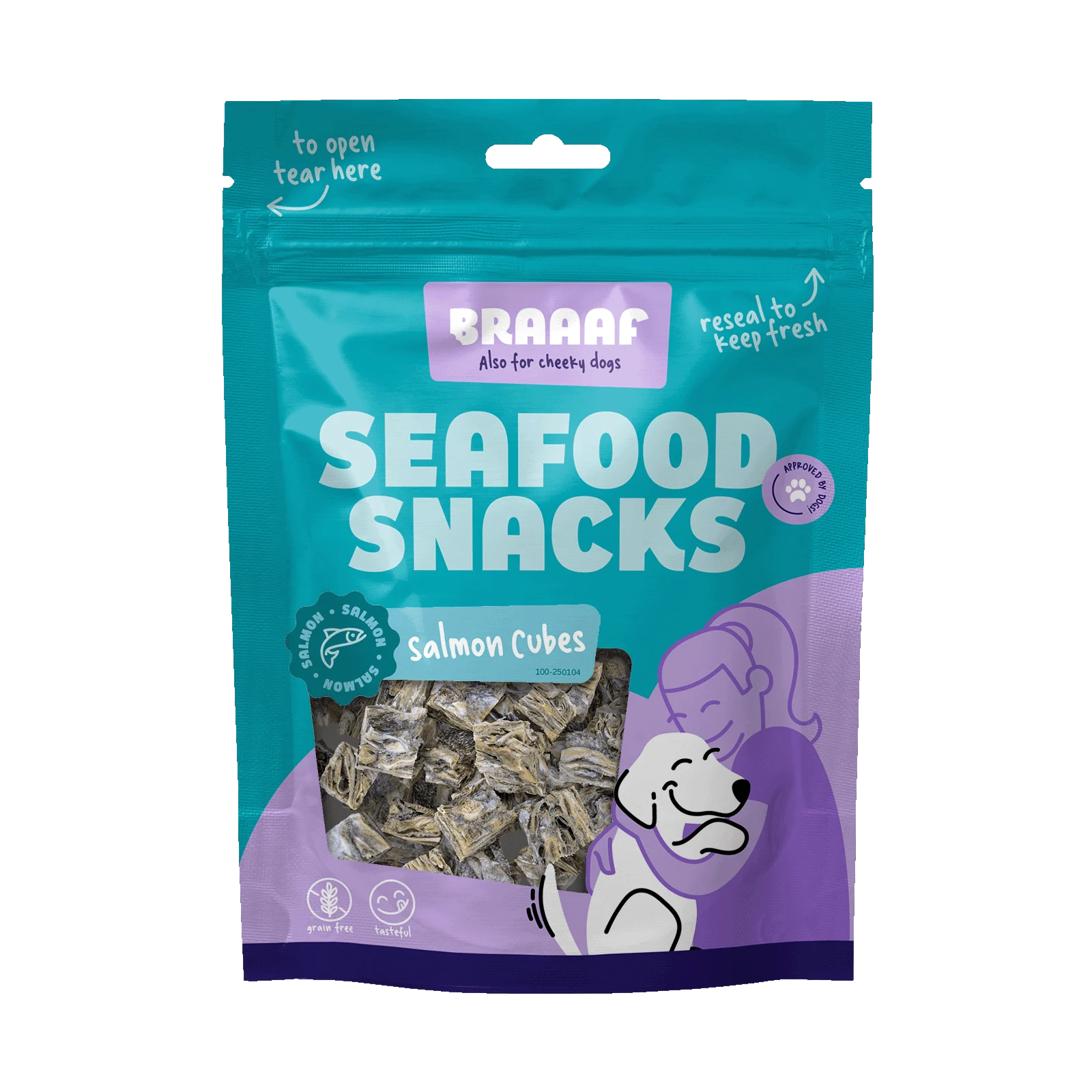 Lachswürfel für Hunde, luftgetrocknet – Braaaf Seafood Lachswürfel – Bild 1