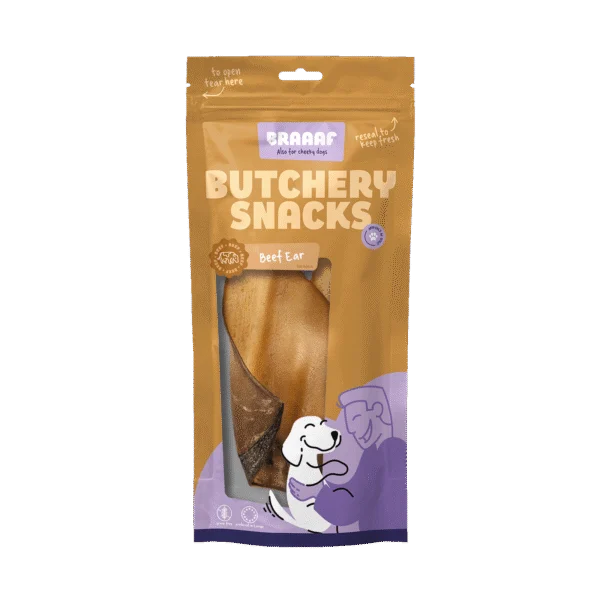 Rinderohr für Hunde, 2 Stück – Braaaf Butchery Snacks