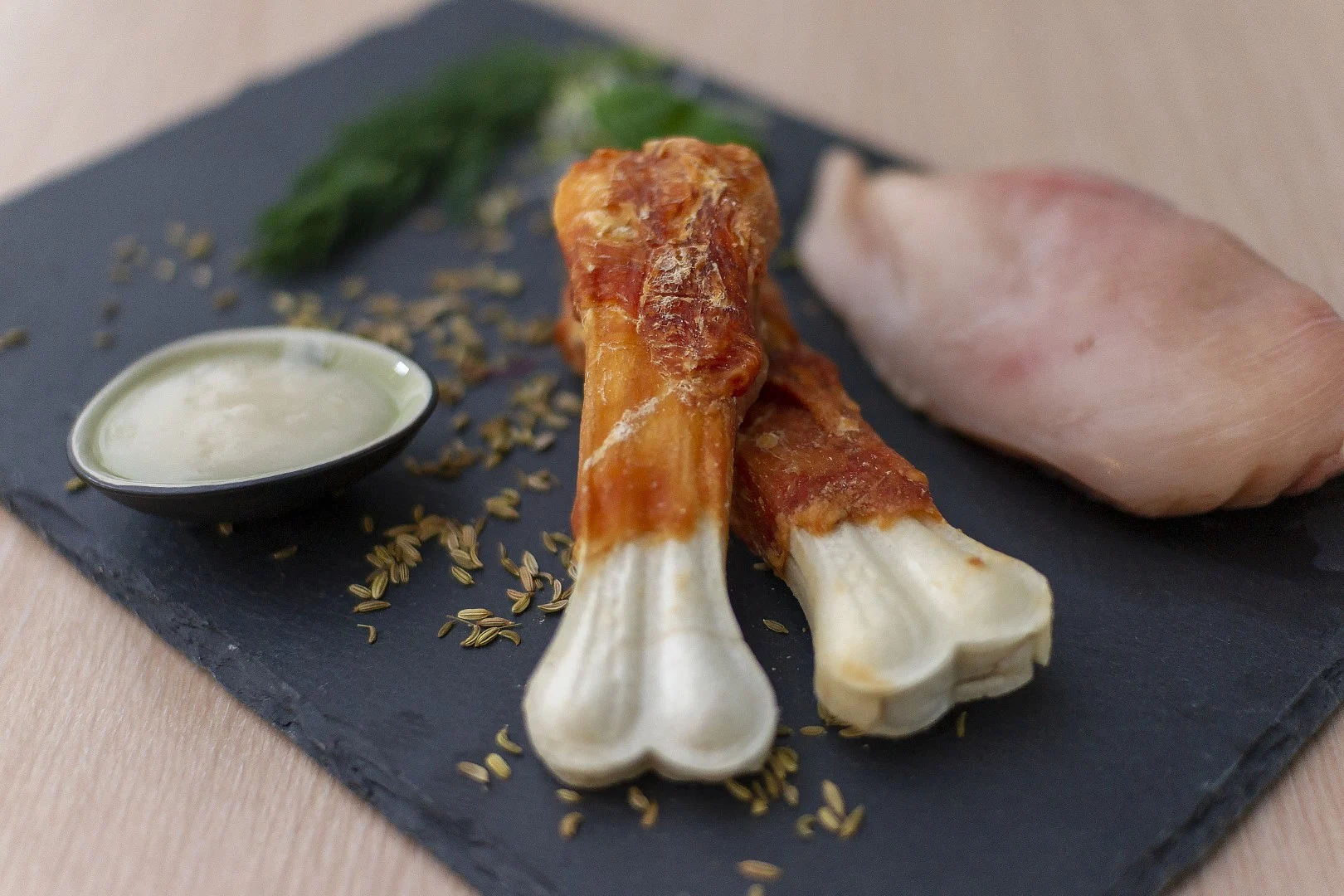Kauknochen mit Huhn, gepresst, 12,5 cm, 2 Stück – Braaaf Rawhide Pressed Bone – Bild 4