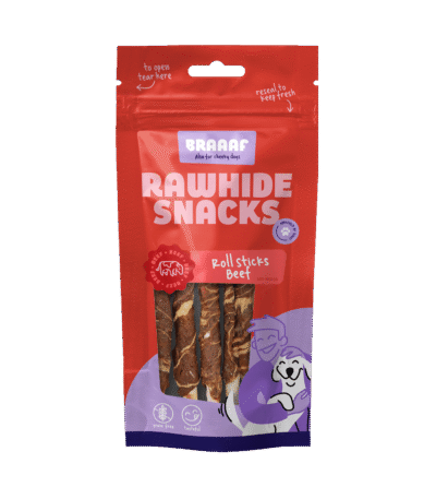 Kausticks mit Rind und Fisch, 8 Stück – Braaaf Rawhide Roll Sticks