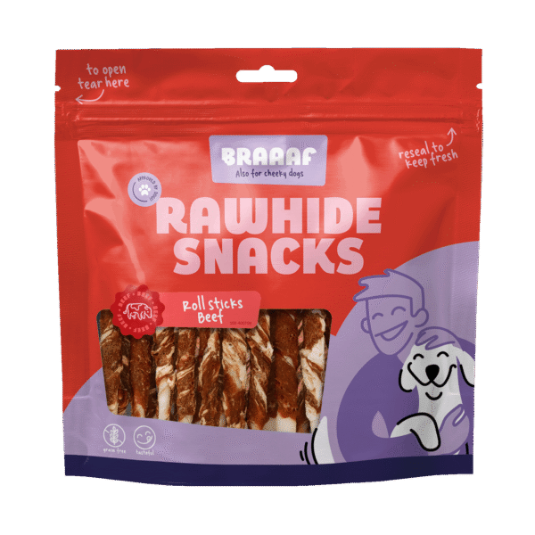 Kausticks mit Rind und Fisch, 25 Stück – Braaaf Rawhide Roll Sticks