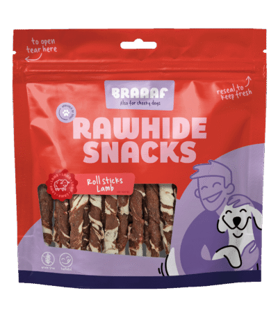 Kausticks mit Lamm und Fisch, 25 Stück – Braaaf Rawhide Roll Sticks