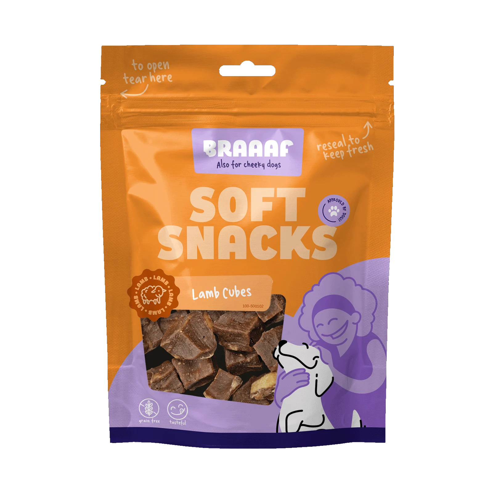 Hundesnack Würfel mit Lamm und Fisch, getreidefrei, 85 g – Braaaf Soft Snack Cubes – Bild 1