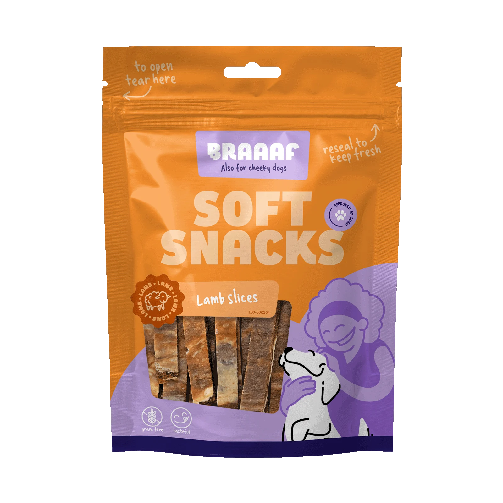 Weiche Hundesnacks mit Lamm und Fisch, getreidefrei, 85 g – Braaaf Soft Snack Slices – Bild 1