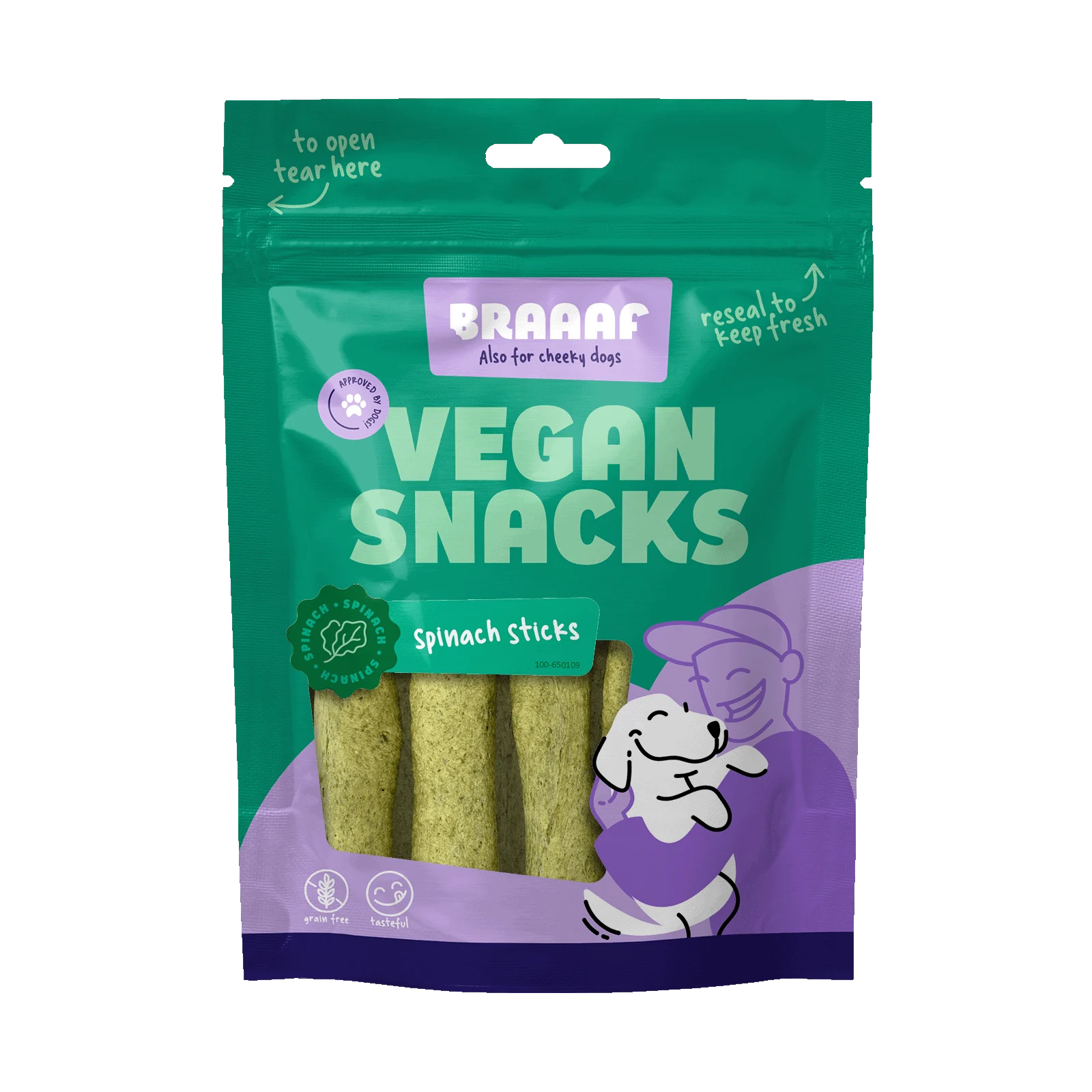 Hundesnack mit Spinat, Stick 12 cm – Braaaf Vegan Snack Spinat Stick – Bild 1