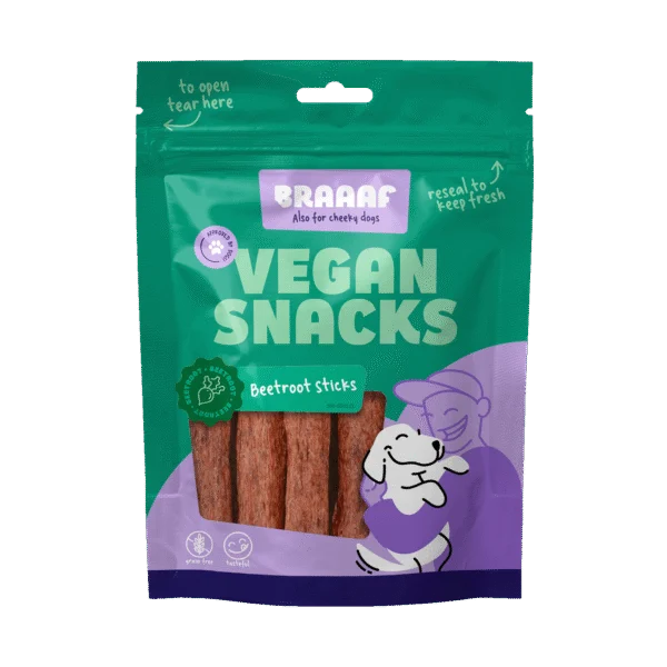 Hundesnack mit Roter Bete, Stick mit 12 cm – Braaaf Vegan Snack Rode Biet Stick