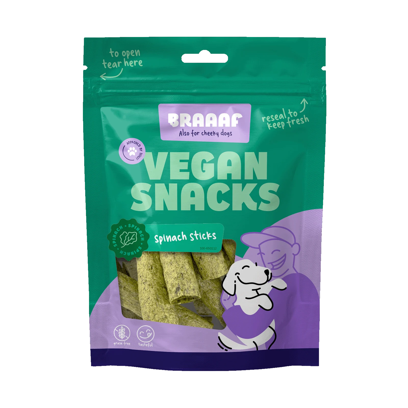 Hundesnack mit Spinat, Stick von 6 cm – Braaaf Vegan Snack Spinat Stick – Bild 1