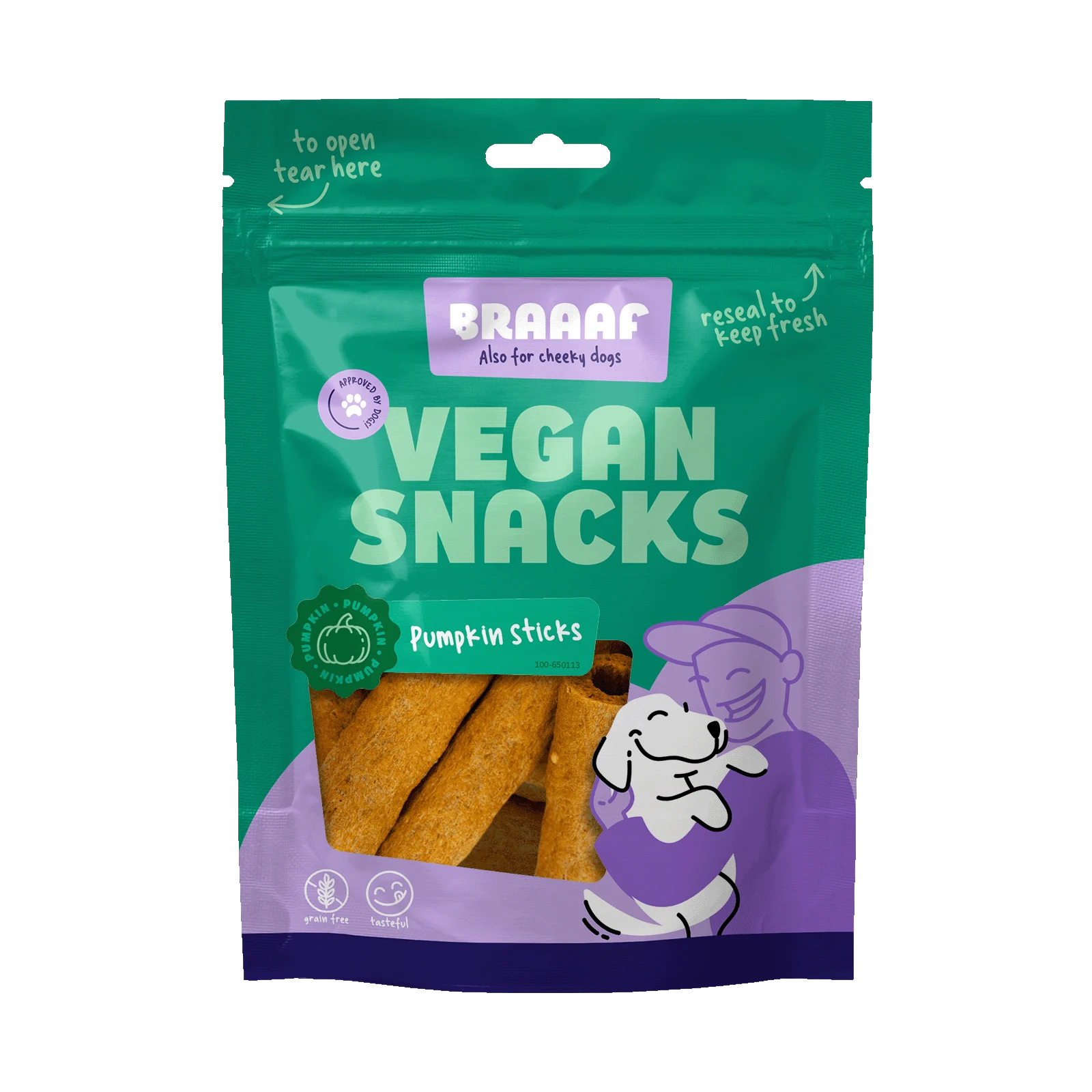 Hundesnack mit Kürbis, Stick mit 6 cm – Braaaf Vegan Snack Pompoen Stick – Bild 1