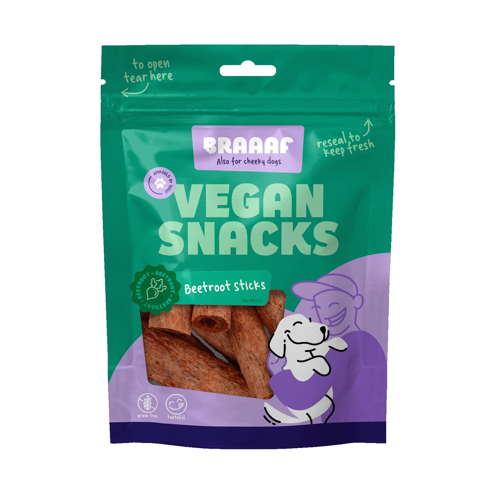 Hundesnack mit Roter Bete, Stick mit 6 cm – Braaaf Vegan Snack Rode Biet Stick – Bild 1
