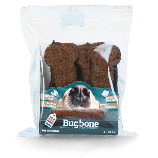 Hundesnack mit Insektenprotein, 6 Stück à 45 g – Bugbone Large