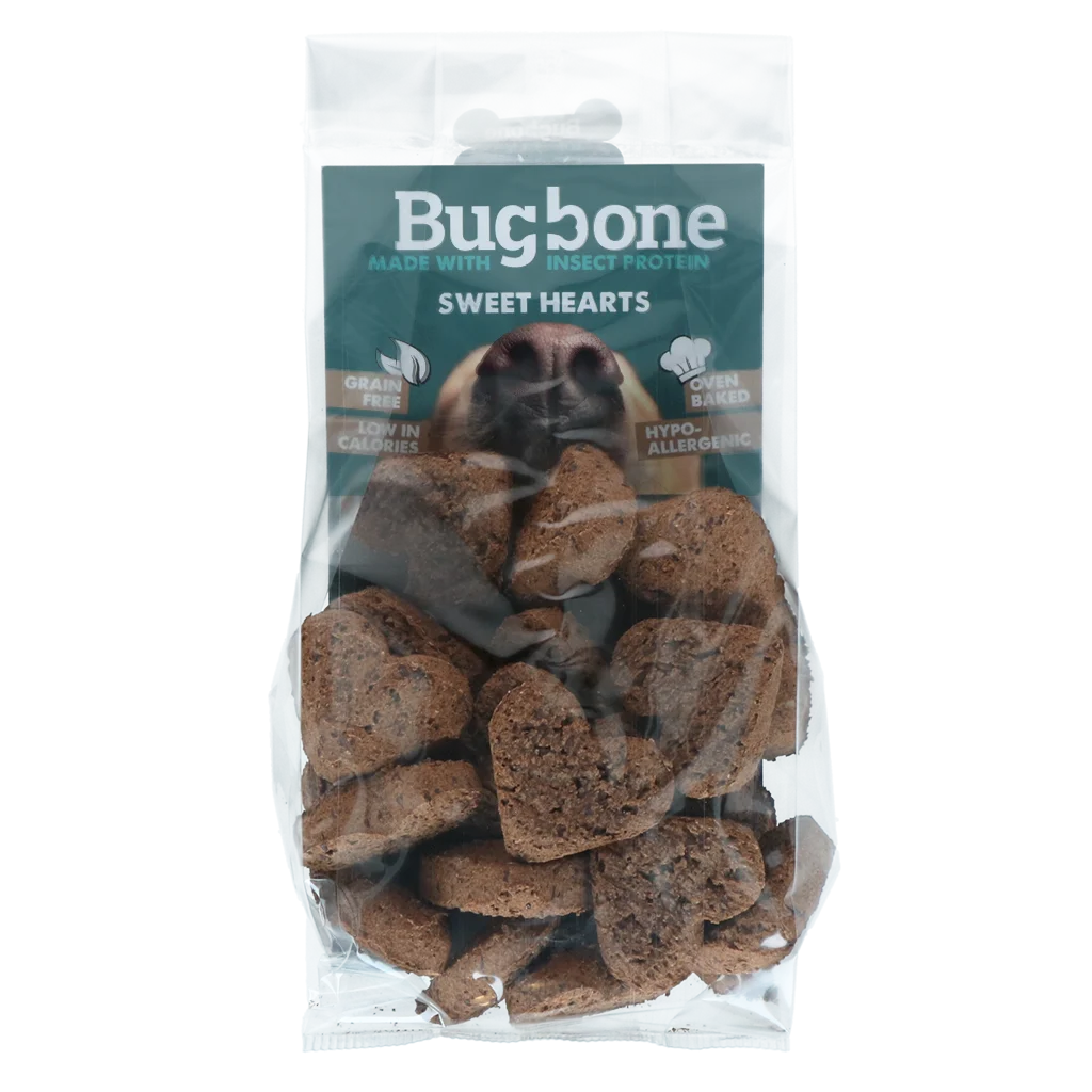 BUGB124.png Hundesnack mit Insektenprotein, 24 Stück à 7,5 g – Bugbone Sweethearts – Bild 1