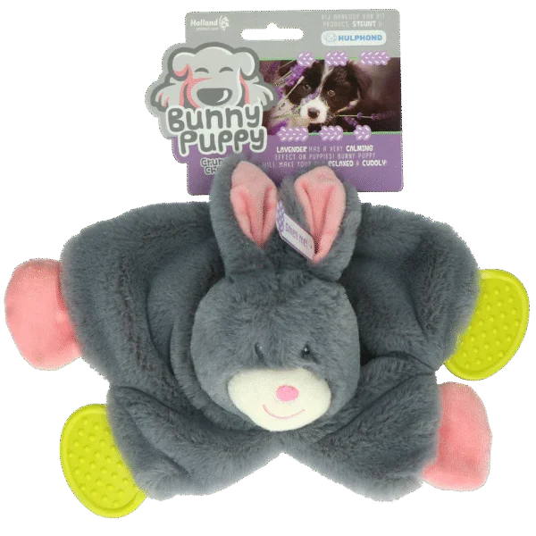 Hundekuscheltier Kaninchen aus Plüsch mit Quietscher für Welpen – Bunny Puppy Crunchy Chew