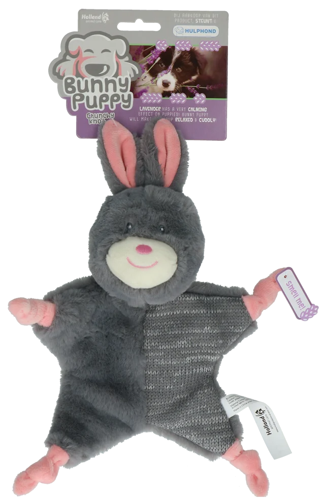 Hundekuscheltier Hase aus Plüsch mit Quietsche – Bunny Puppy Crunchy Knot – Bild 1