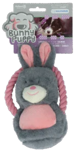 Plüschspielzeug für Hunde in Hasenform mit Quietscher – Bunny Puppy Ropey Swing