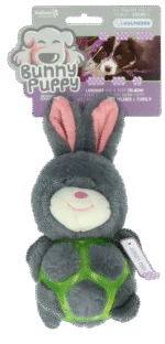 Plüsch Hundekuscheltier in Hasenform mit Quietscher – Bunny Puppy Strappy