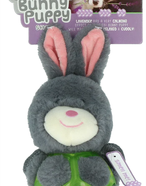 Plüsch Hundekuscheltier in Hasenform mit Quietscher – Bunny Puppy Strappy