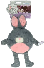 Plüsch Hundekuscheltier in Hasenform mit Quietscher – Bunny Puppy Flat Rabbit