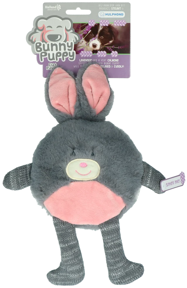 BUNN007.png Plüsch Hundekuscheltier in Hasenform mit Quietscher – Bunny Puppy Flat Rabbit – Bild 1