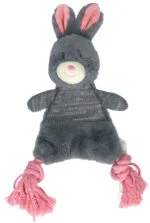 Plüschhundespielzeug in Kaninchenform mit Quietscher – Bunny Puppy Crunchy Rope – Bild 3