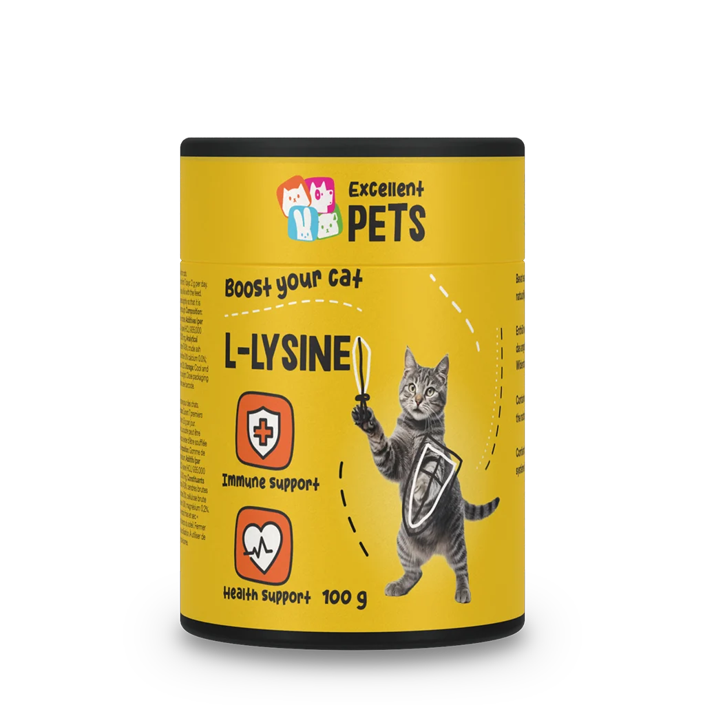 CATL002.png Lysin Pulver für Katzen mit Vitamin B6, 100 g – Excellent Pets L-Lysine – Bild 1