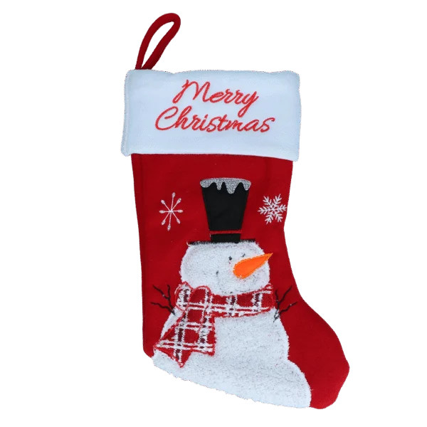 Weihnachtsstrumpf für Haustiere mit Aufhängeschlaufe, 20 x 38 cm – Hofman Animal Care Christmas Stocking Wooly Snowman