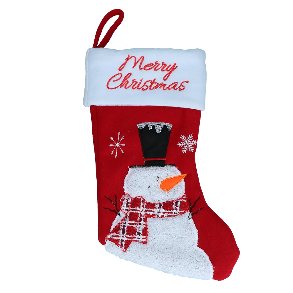 CHRI0001.png Weihnachtsstrumpf für Haustiere mit Aufhängeschlaufe, 20 x 38 cm – Hofman Animal Care Christmas Stocking Wooly Snowman – Bild 1