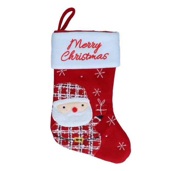 Weihnachtsstrumpf für Haustiere mit Aufhängeschlaufe, 20 x 38 cm – Hofman Animal Care Christmas Stocking Wooly Santa