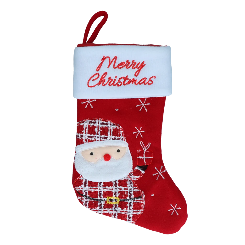 CHRI0002.png Weihnachtsstrumpf für Haustiere mit Aufhängeschlaufe, 20 x 38 cm – Hofman Animal Care Christmas Stocking Wooly Santa – Bild 1