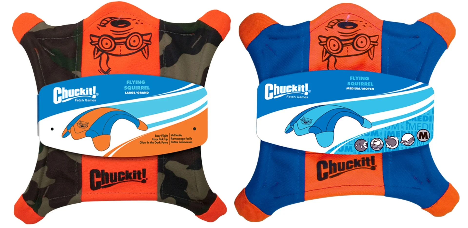 Hundefrisbee aus Canvas mit leuchtenden Pfoten, 24 x 24 cm – Chuckit! Flying Squirrel M – Bild 2