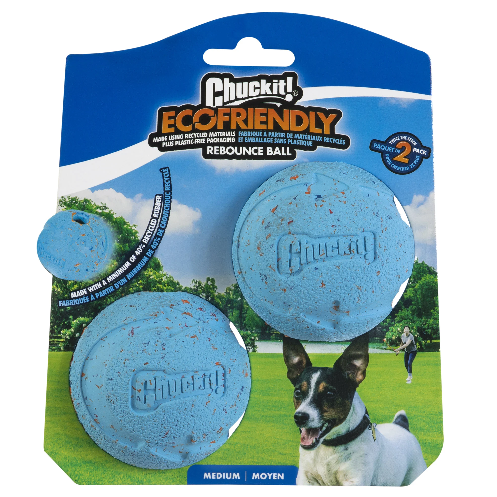 CHUC0520320.jpg Hunde-Ball aus recyceltem Gummi, springt, 2 Stück – Chuckit! Rebounce Fetch Ball M – Bild 1