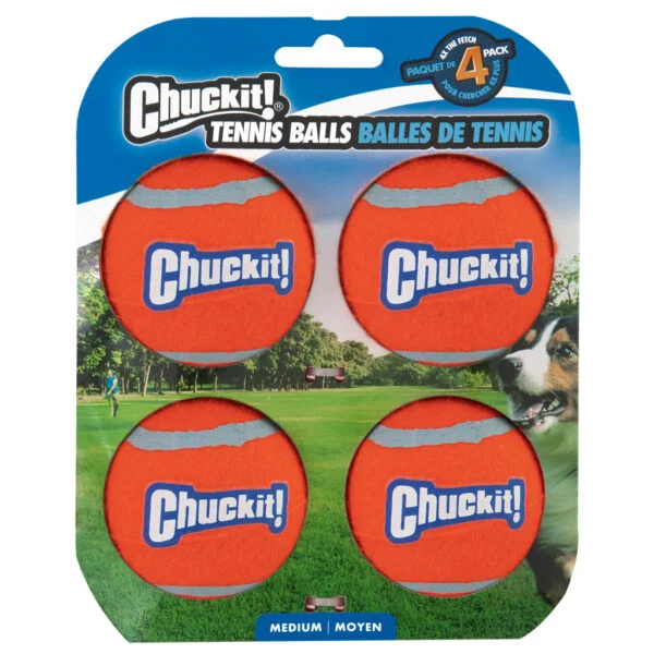 Hundetennisball M, ø 6 cm, 4 Stück, schwimmfähig – Chuckit! Tennis Ball