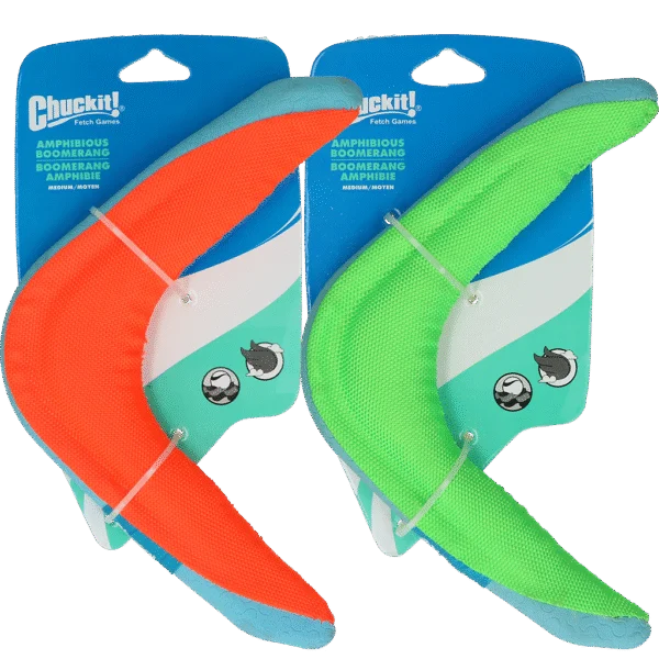 Hunde-Bumerang M, schwimmfähig, sortiert in Grün oder Orange – Chuckit! Amphibious Boomerang
