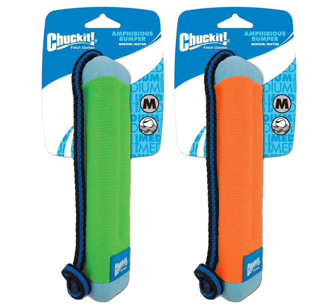 CHUC18300GROEP.png Schwimmender Apportierdummy mit Seil, ø 5 cm x 25 cm – Chuckit! Amphibious Bumper M – Bild 1