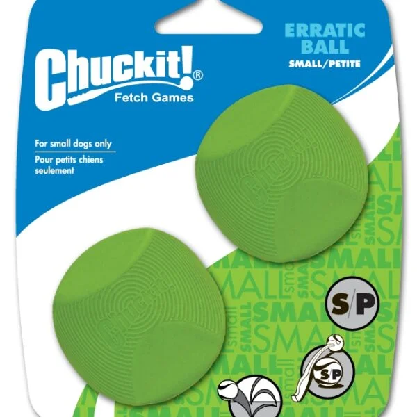 Kantiger Hundeball aus Gummi, S 5 cm, 2 Stück – Chuckit! Erratic Ball