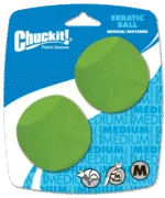 Kantiger Hundeball aus Gummi, M 6 cm, 2 Stück – Chuckit! Erratic Ball