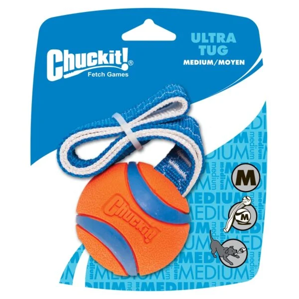 Zerrspielzeug für Hunde mit Tennisball und Band, ø 6 cm – Chuckit! Ultra Tug M