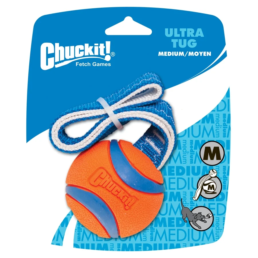 Zerrspielzeug für Hunde mit Tennisball und Band, ø 6 cm – Chuckit! Ultra Tug M – Bild 1