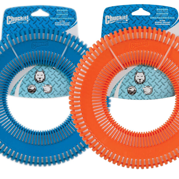 Hundefrisbee mit Außenfläche aus Gummi, schwimmfähig – Chuckit! Rugged Flyer L
