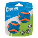 Hundeball aus Gummi mit Quietscher S, ø 5 cm, 2 Stück – Chuckit! Ultra Squeaker Ball