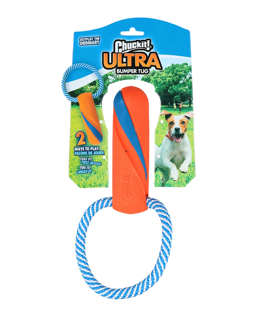 CHUC32191.png Zerrspielzeug für Hunde mit Seil, schwimmfähig, 17 cm, ø 6 cm – Chuckit! Ultra Bumper Tug – Bild 1