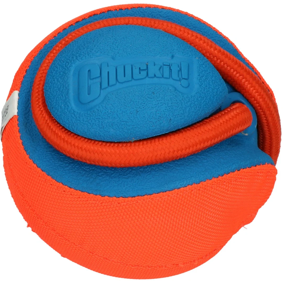 Hundeball mit Seil und Griff, schwimmfähig, ø 13 cm – Chuckit! Rope Fetch – Bild 2