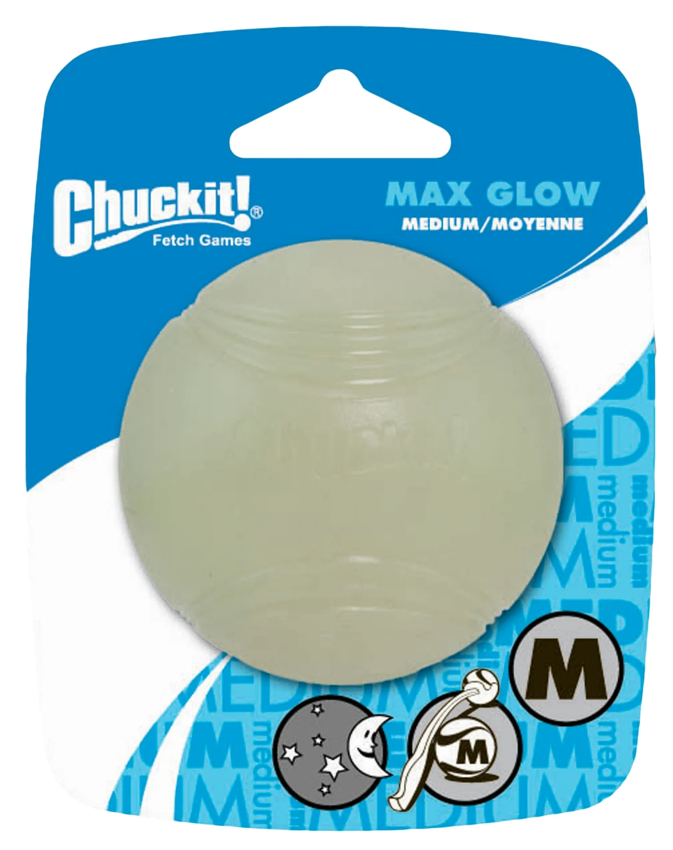 CHUC32313.jpg Hundeball aus Gummi, leuchtend, Ø 6 cm – Chuckit! Max Glow M – Bild 1