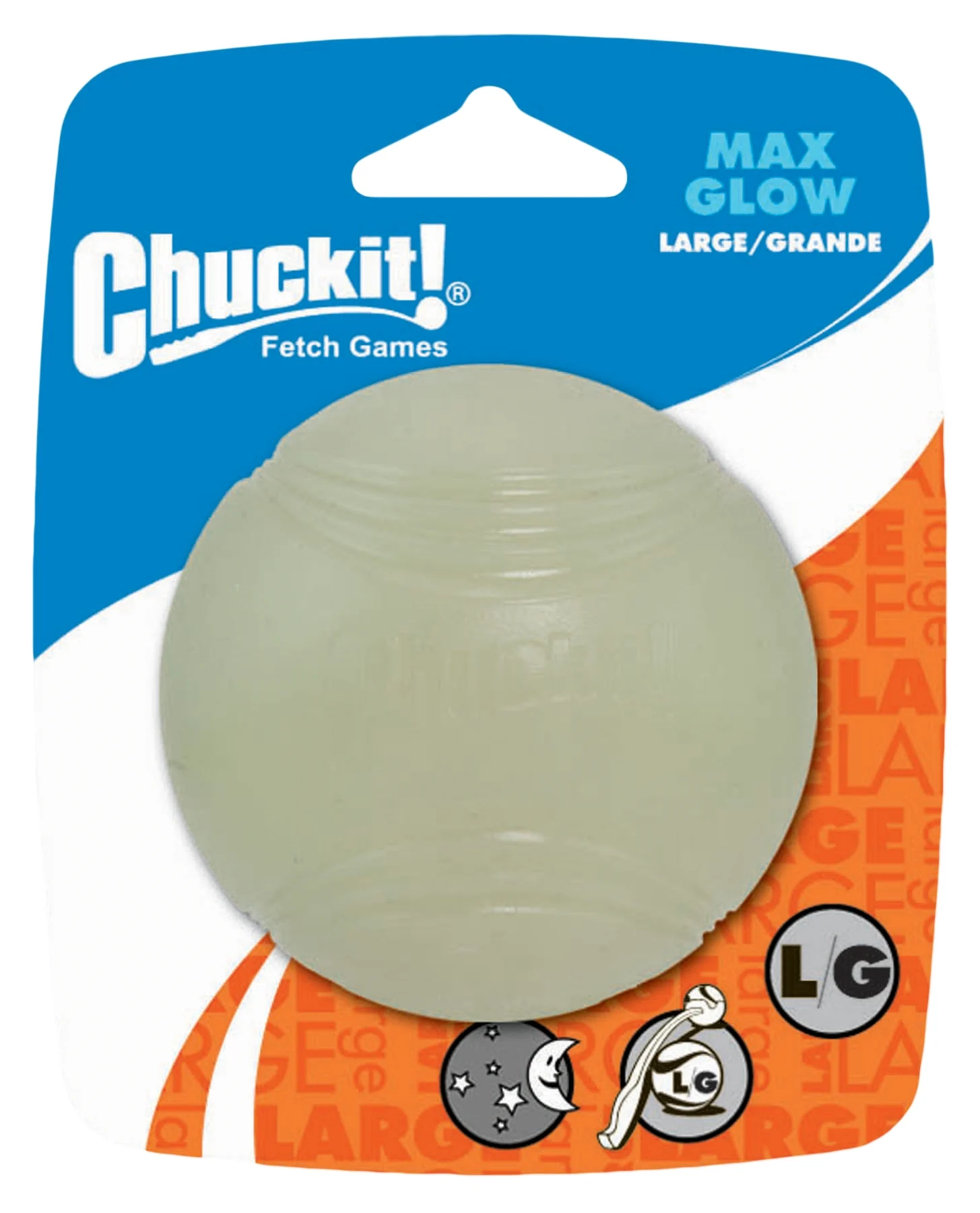 CHUC32314.jpg Leuchtender Gummiball für Hunde, Ø 7 cm – Chuckit! Max Glow L – Bild 1
