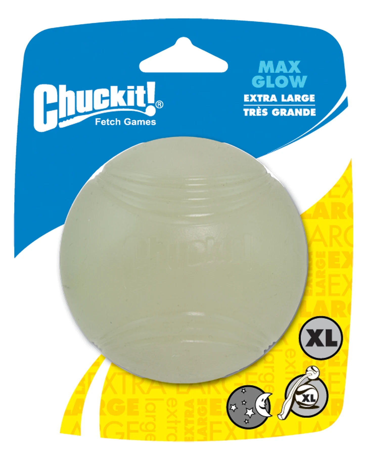 Hundeball aus Gummi, leuchtet im Dunkeln, Ø 9 cm – Chuckit! Max Glow XL – Bild 1