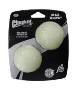 Leuchtender Hundeball aus Gummi, Ø 6 cm, 2 Stück – Chuckit! Max Glow M