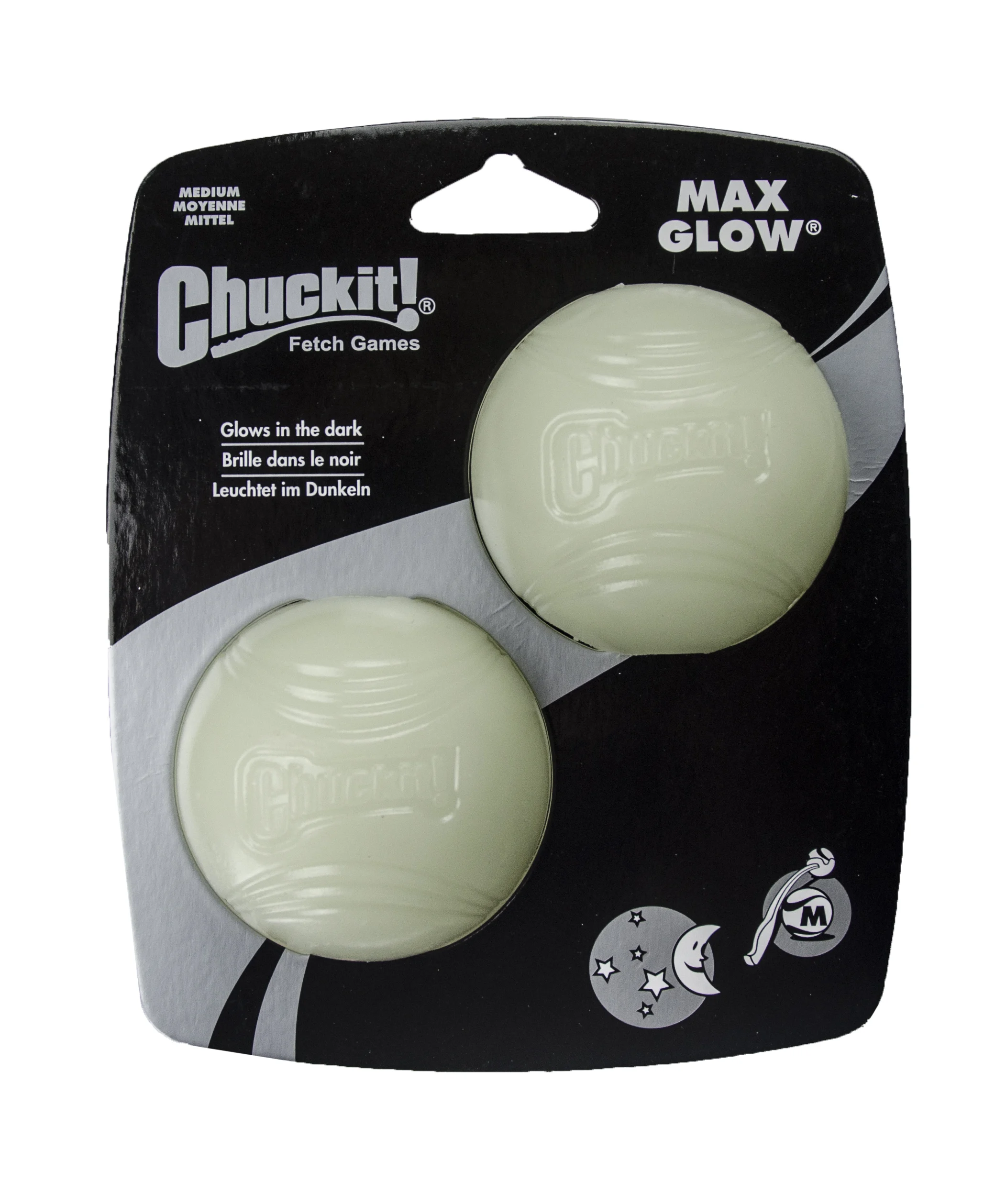 CHUC33067.jpg Leuchtender Hundeball aus Gummi, Ø 6 cm, 2 Stück – Chuckit! Max Glow M – Bild 1