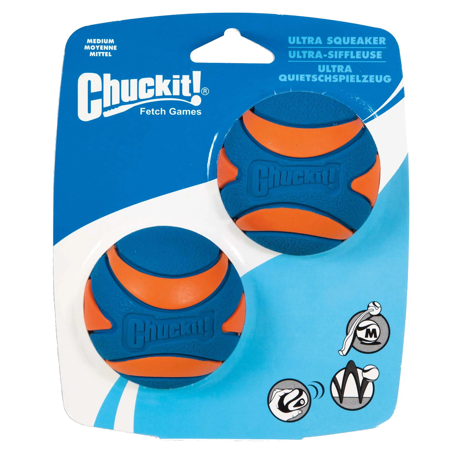 Gummiball mit Quietscher für Hunde M, ø 6 cm, 2 Stück – Chuckit! Ultra Squeaker Ball – Bild 1