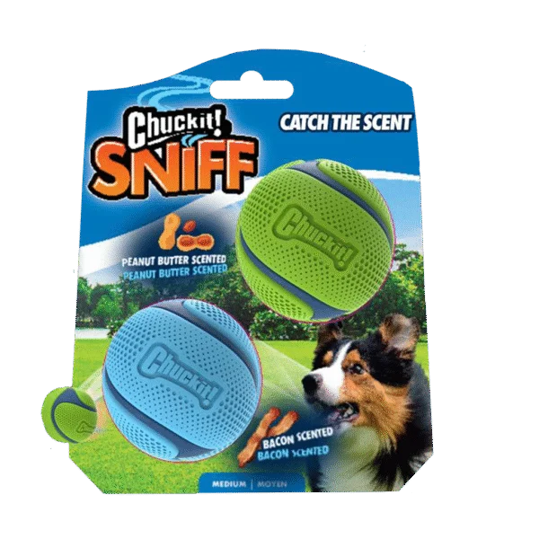Hundebälle mit Bacon und Erdnussbutterduft, 2 Stück – Chuckit! Sniff Fetch Ball Bacon & Peanut Butter M