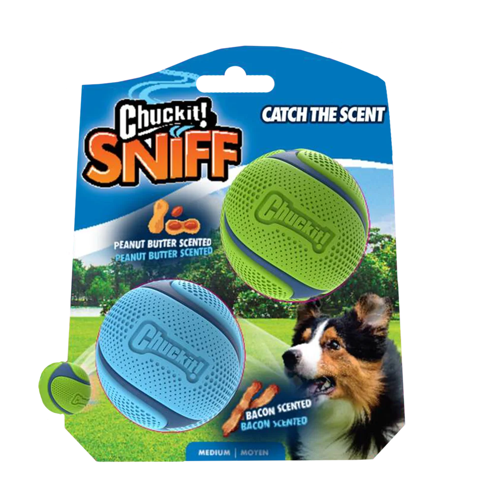 CHUC33209.png Hundebälle mit Bacon und Erdnussbutterduft, 2 Stück – Chuckit! Sniff Fetch Ball Bacon & Peanut Butter M – Bild 1