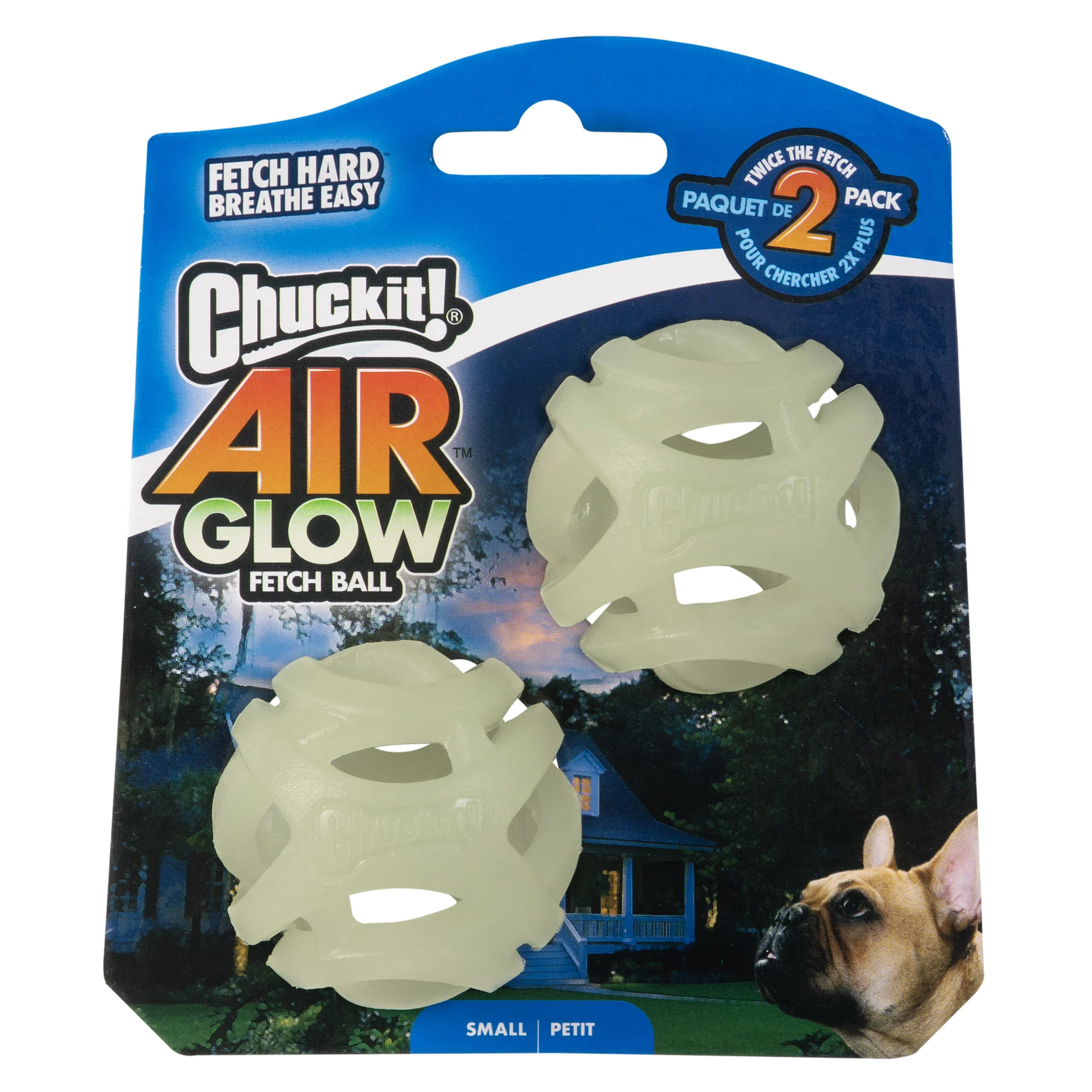 CHUC36188.jpg Leuchtender Hundeball S, schwimmfähig, 4,5 cm, 2 Stück – Chuckit! Air Glow Fetch Ball – Bild 1